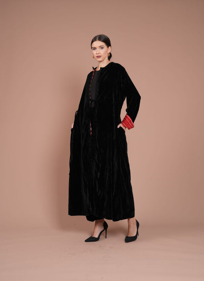 black & red velvet two piece set