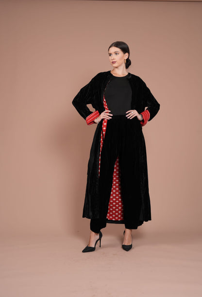 black & red velvet two piece set