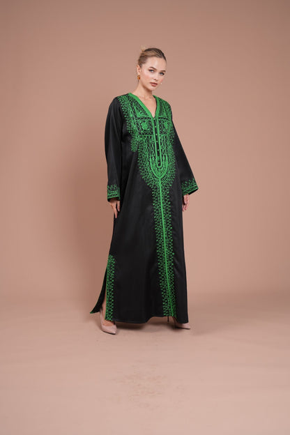 black daraa with green embroidery