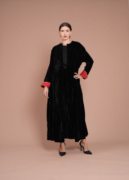 black & red velvet two piece set